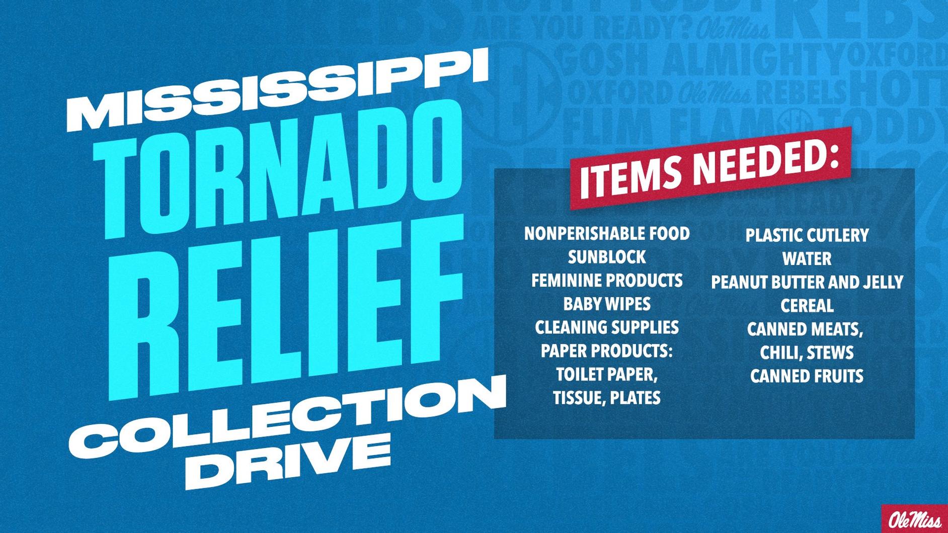 Ole Miss Athletics holding Mississippi tornado relief drive The