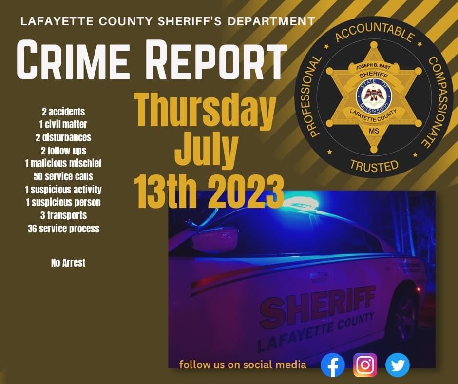 Lafayette County Sheriff's Department July 13 crime report - The Oxford ...